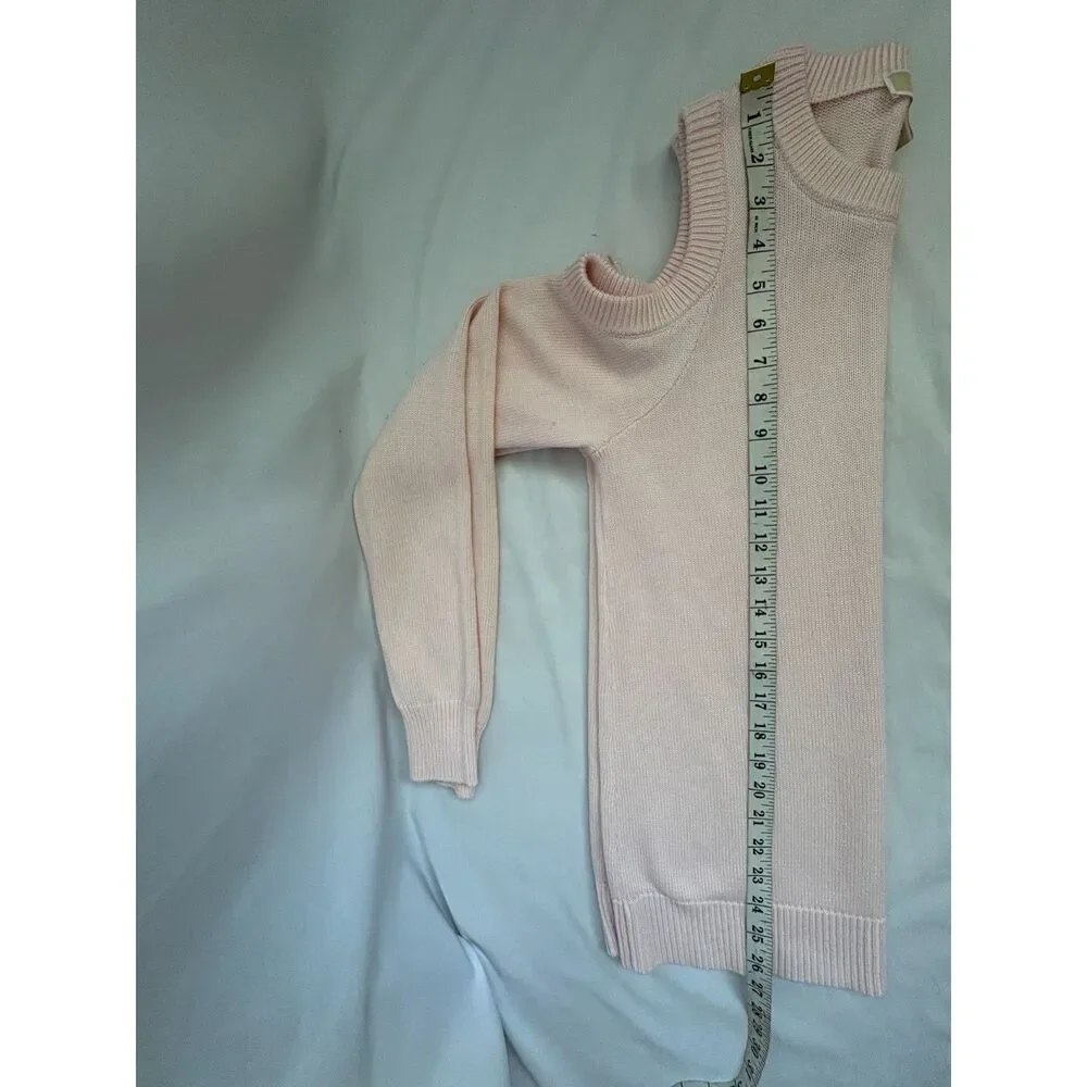 Michael Kors Blush Pink Knit Sweater Cold Shoulder Size S Barbiecore Classy
